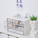 Desktop Drawer Organizer Waterproof Dustproof Plastic DIY Combination Multi Layer Stackable Drawer Storage Case Striped White 1 Drawer