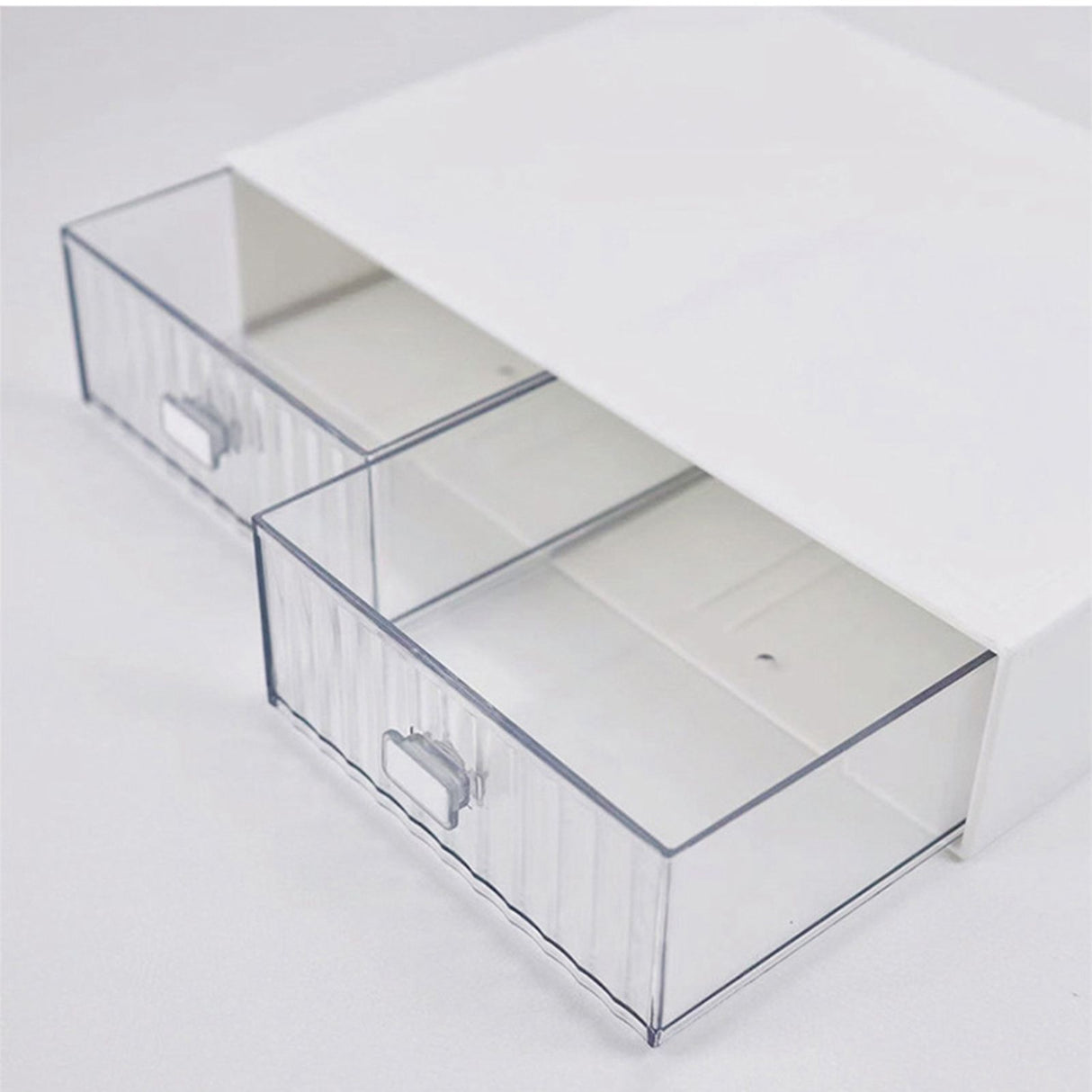 Desktop Drawer Organizer Waterproof Dustproof Plastic DIY Combination Multi Layer Stackable Drawer Storage Case Striped White 1 Drawer