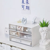Desktop Drawer Organizer Waterproof Dustproof Plastic DIY Combination Multi Layer Stackable Drawer Storage Case Striped White 2 Drawers