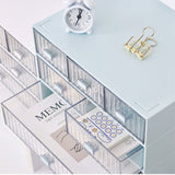 Desktop Drawer Organizer Waterproof Dustproof Plastic DIY Combination Multi Layer Stackable Drawer Storage Case Striped Blue 3 Drawers