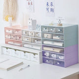 Desktop Drawer Organizer Waterproof Dustproof Plastic DIY Combination Multi Layer Stackable Drawer Storage Case Striped Pink 2 Drawers