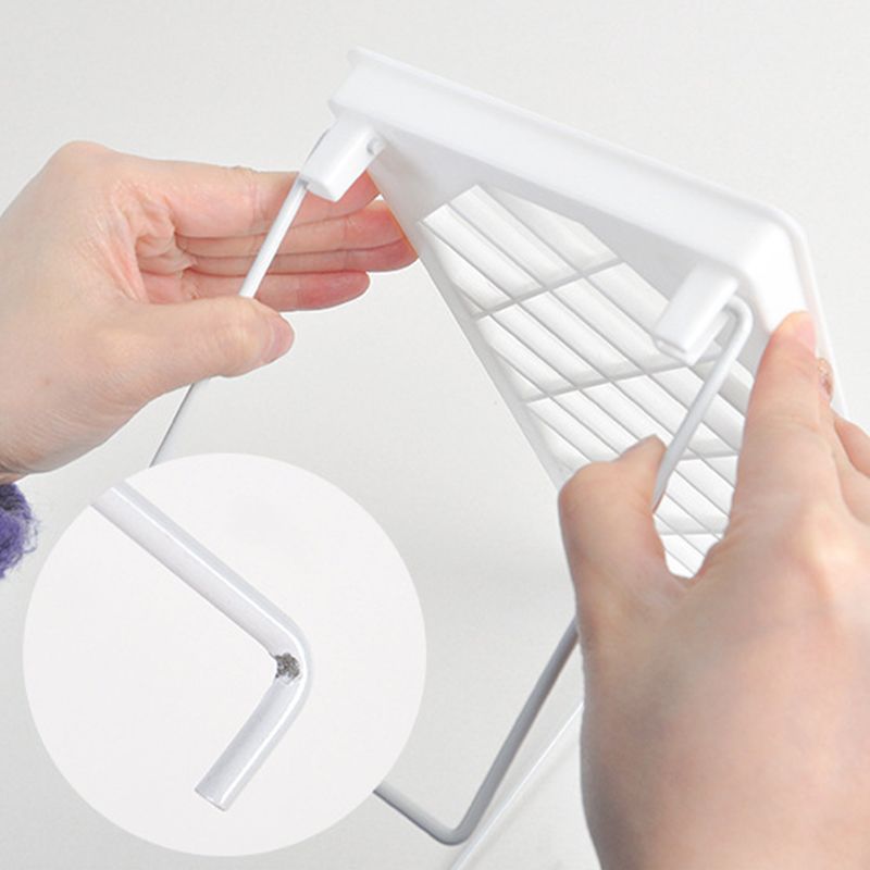 Dormitory Storage Shelf Strong PP Metal Foldable Design Simple Style Desktop Display Shelf for Home Dormitory Office White S