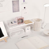 Dormitory Storage Shelf Strong PP Metal Foldable Design Simple Style Desktop Display Shelf for Home Dormitory Office White S - Rear View