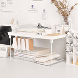 Dormitory Storage Shelf Strong PP Metal Foldable Design Simple Style Desktop Display Shelf for Home Dormitory Office White L