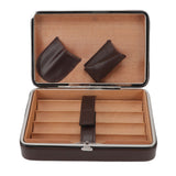 Cigar Holder Case Portable Travel Leather Cigar Humidor Case with Cedarwood Lining for 4 Count Cigars