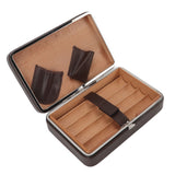 Cigar Holder Case Portable Travel Leather Cigar Humidor Case with Cedarwood Lining for 4 Count Cigars - Front View