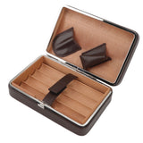 Cigar Holder Case Portable Travel Leather Cigar Humidor Case with Cedarwood Lining for 4 Count Cigars