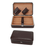 Cigar Holder Case Portable Travel Leather Cigar Humidor Case with Cedarwood Lining for 4 Count Cigars