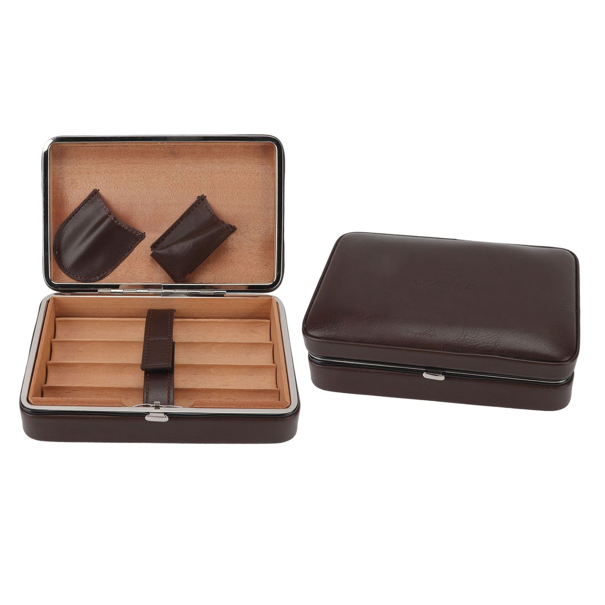 Cigar Holder Case Portable Travel Leather Cigar Humidor Case with Cedarwood Lining for 4 Count Cigars
