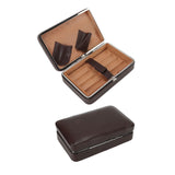 Cigar Holder Case Portable Travel Leather Cigar Humidor Case with Cedarwood Lining for 4 Count Cigars - Close-Up Angle