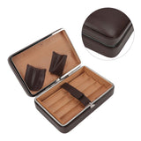 Cigar Holder Case Portable Travel Leather Cigar Humidor Case with Cedarwood Lining for 4 Count Cigars