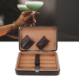 Cigar Holder Case Portable Travel Leather Cigar Humidor Case with Cedarwood Lining for 4 Count Cigars