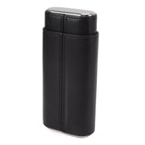 3 Finger Cigar Case Iron Cover Portable Soft Glossy Leather Cigar Holder Case with Cutter for Travel Black - Close-Up Angle