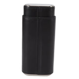 3 Finger Cigar Case Iron Cover Portable Soft Glossy Leather Cigar Holder Case with Cutter for Travel Black