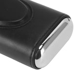 3 Finger Cigar Case Iron Cover Portable Soft Glossy Leather Cigar Holder Case with Cutter for Travel Black