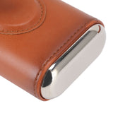 3 Finger Cigar Case Iron Cover Portable Soft Glossy Leather Cigar Holder Case with Cutter for Travel Brown - Extra Image