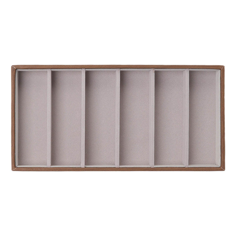 Eyeglass Display Organizer Wood Grain 6 Compartments Glasses Display Tray Sunglasses Storage Cases