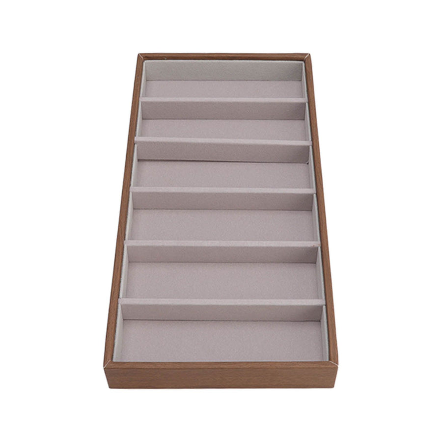 Eyeglass Display Organizer Wood Grain 6 Compartments Glasses Display Tray Sunglasses Storage Cases
