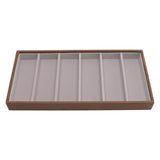 Eyeglass Display Organizer Wood Grain 6 Compartments Glasses Display Tray Sunglasses Storage Cases - Rear View