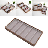 Eyeglass Display Organizer Wood Grain 6 Compartments Glasses Display Tray Sunglasses Storage Cases
