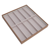 Sunglasses Display Tray PU Wood Grain Sunglasses Storage Case for Home Glasses Store 10 Grids - Side View