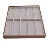 Sunglasses Display Tray PU Wood Grain Sunglasses Storage Case for Home Glasses Store 10 Grids - Close-Up Angle