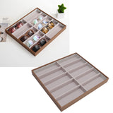 Sunglasses Display Tray PU Wood Grain Sunglasses Storage Case for Home Glasses Store 10 Grids - Extra Image