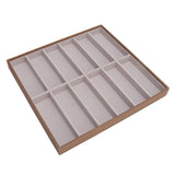 Sunglasses Display Tray PU Wood Grain Sunglasses Storage Case for Home Glasses Store 12 Grids - Side View