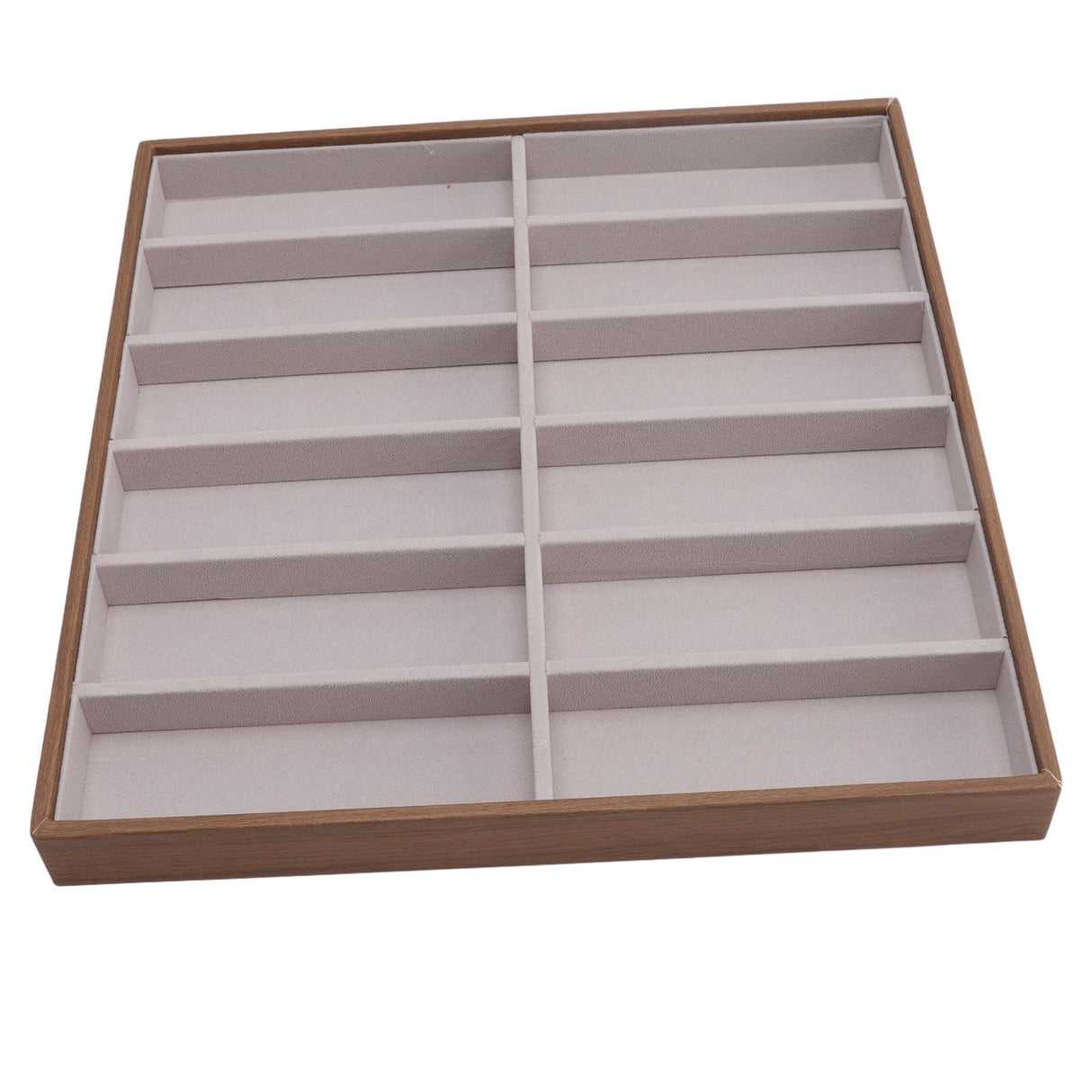 Sunglasses Display Tray PU Wood Grain Sunglasses Storage Case for Home Glasses Store 12 Grids