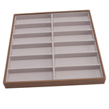 Sunglasses Display Tray PU Wood Grain Sunglasses Storage Case for Home Glasses Store 12 Grids - Low Angle