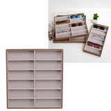 Sunglasses Display Tray PU Wood Grain Sunglasses Storage Case for Home Glasses Store 12 Grids - Extra Image
