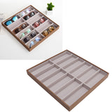 Sunglasses Display Tray PU Wood Grain Sunglasses Storage Case for Home Glasses Store 12 Grids - Extra Image