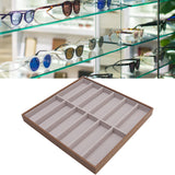 Sunglasses Display Tray PU Wood Grain Sunglasses Storage Case for Home Glasses Store 12 Grids