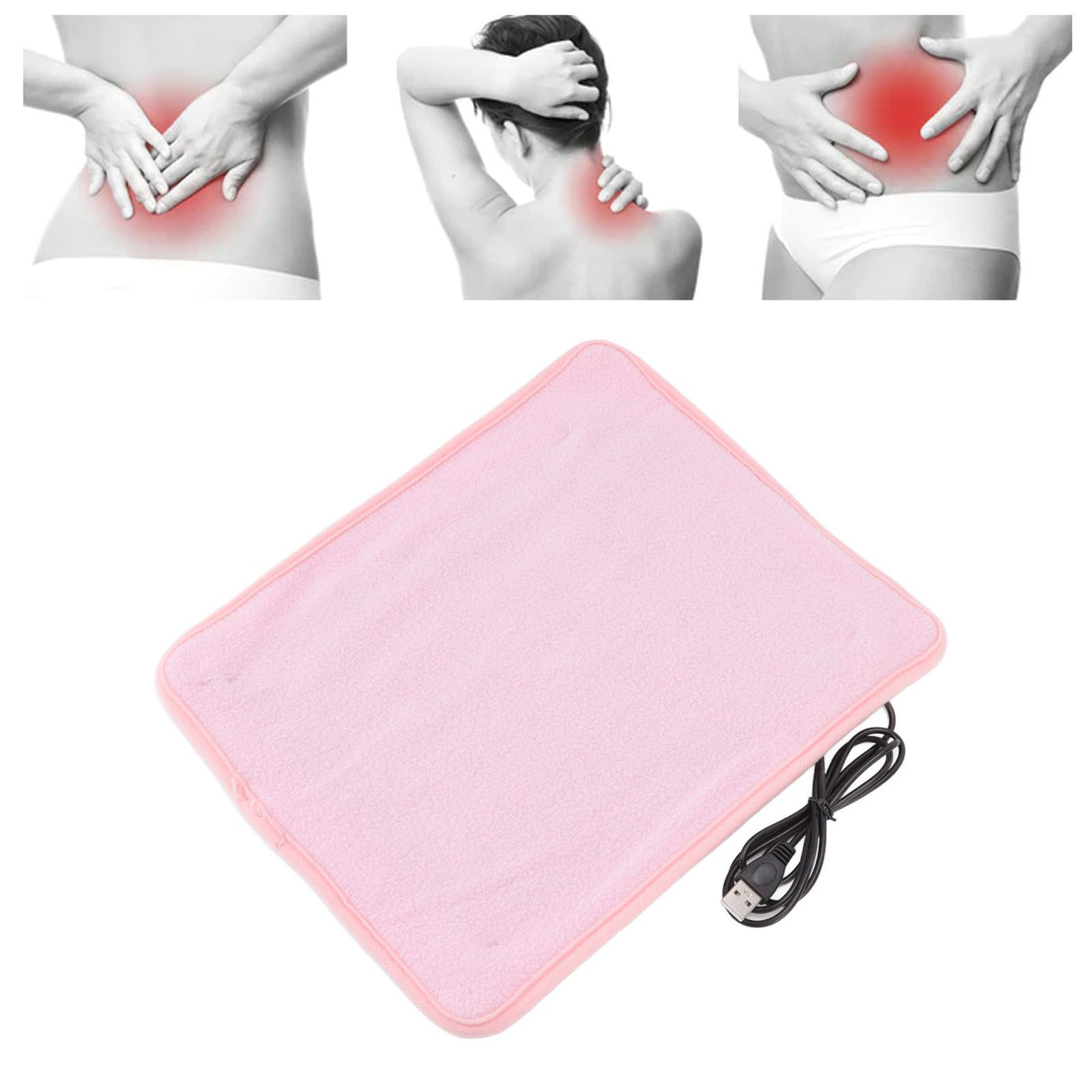 Portable USB Heating Pad Shoulder Neck Leg Waist Heating Pads with Multi Level Temperature Adjustment Timing Pink
