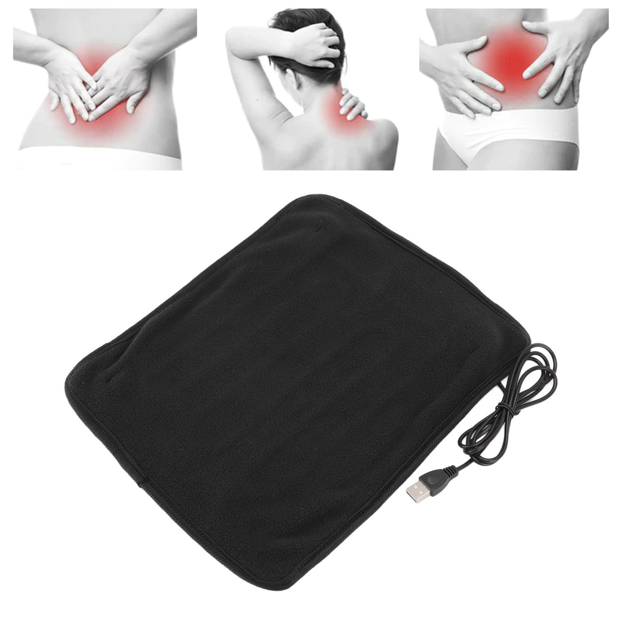 Portable USB Heating Pad Shoulder Neck Leg Waist Heating Pads with Multi Level Temperature Adjustment Timing Black