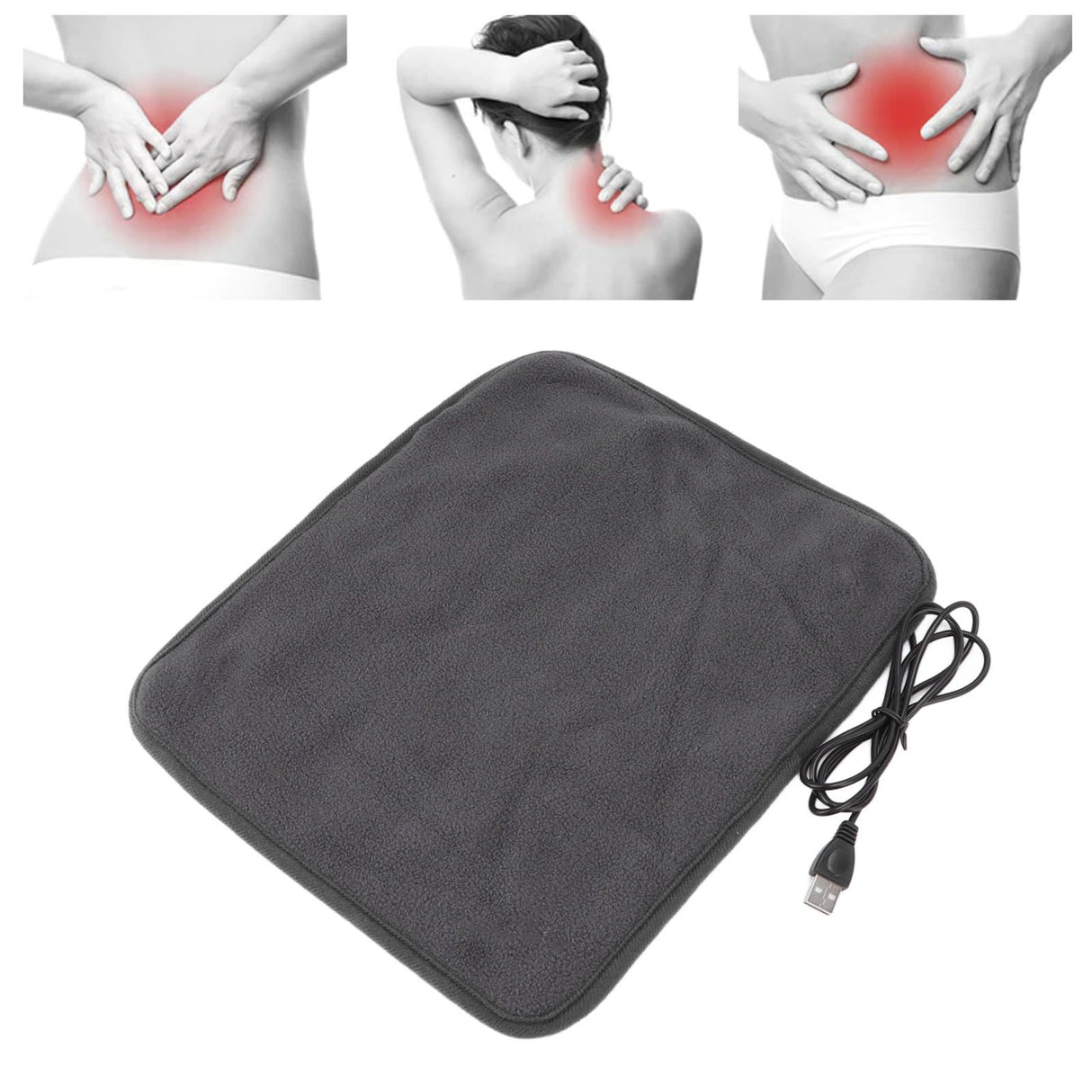 Portable USB Heating Pad Shoulder Neck Leg Waist Heating Pads with Multi Level Temperature Adjustment Timing Dark Gray