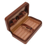 Cigar Humidor Case Brown Portable Cedarwood Lining Humidifier Travel Cigar Box With Storage Bag for Travel - Front View