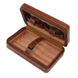 Cigar Humidor Case Brown Portable Cedarwood Lining Humidifier Travel Cigar Box With Storage Bag for Travel - Side View