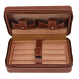 Cigar Humidor Case Brown Portable Cedarwood Lining Humidifier Travel Cigar Box With Storage Bag for Travel - Top-Down View
