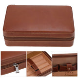 Cigar Humidor Case Brown Portable Cedarwood Lining Humidifier Travel Cigar Box With Storage Bag for Travel - Extra Image