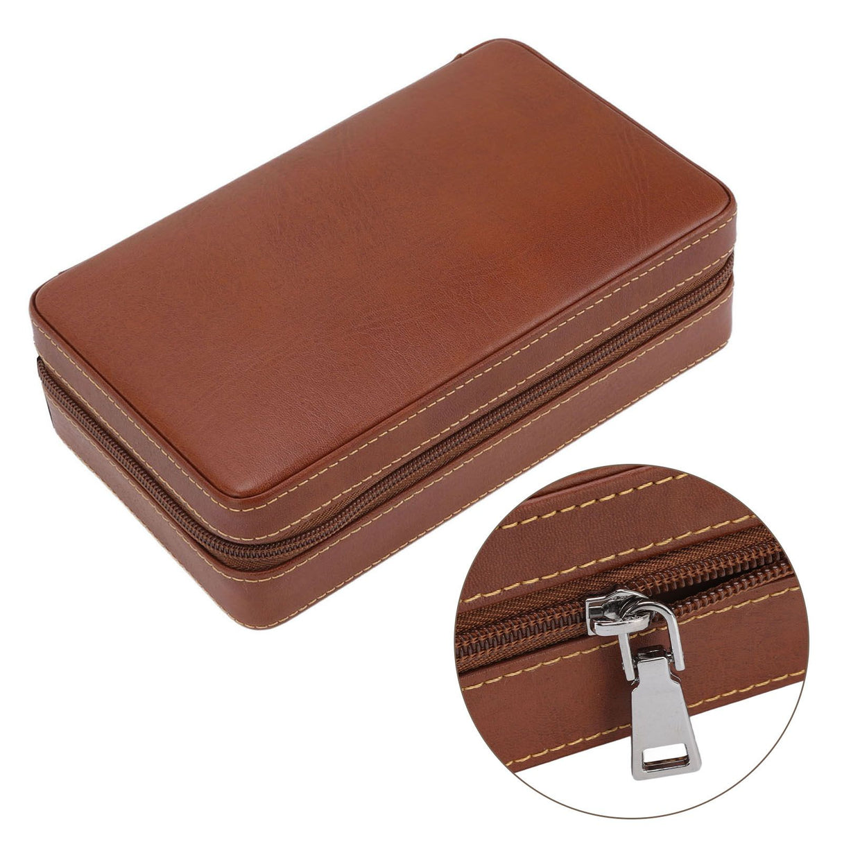 Cigar Humidor Case Brown Portable Cedarwood Lining Humidifier Travel Cigar Box With Storage Bag for Travel