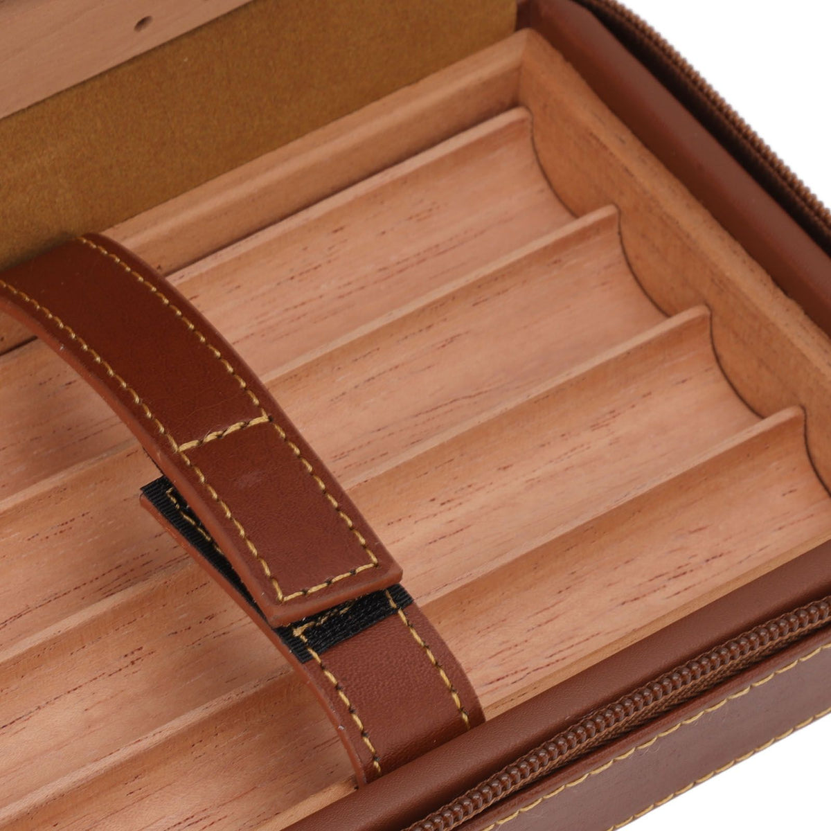 Cigar Humidor Case Brown Portable Cedarwood Lining Humidifier Travel Cigar Box With Storage Bag for Travel
