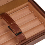 Cigar Humidor Case Brown Portable Cedarwood Lining Humidifier Travel Cigar Box With Storage Bag for Travel - Extra Image