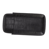 Cigar Leather Case Travel Portable 3pcs Cigar Holder Cigar Humidor with Cutter Set Black with Bamboo Joint Pattern