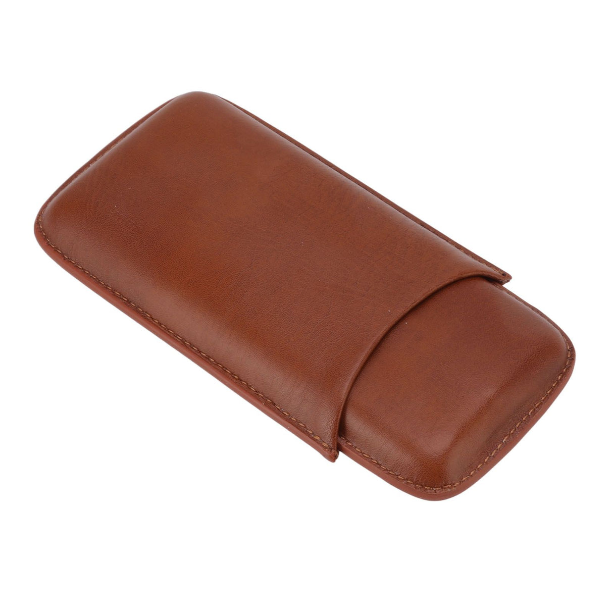 Portable Cigar Leather Case High Grade Leather Travel Portable Cigar Travel Bag Holder with Scissor Brown