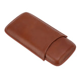 Portable Cigar Leather Case High Grade Leather Travel Portable Cigar Travel Bag Holder with Scissor Brown