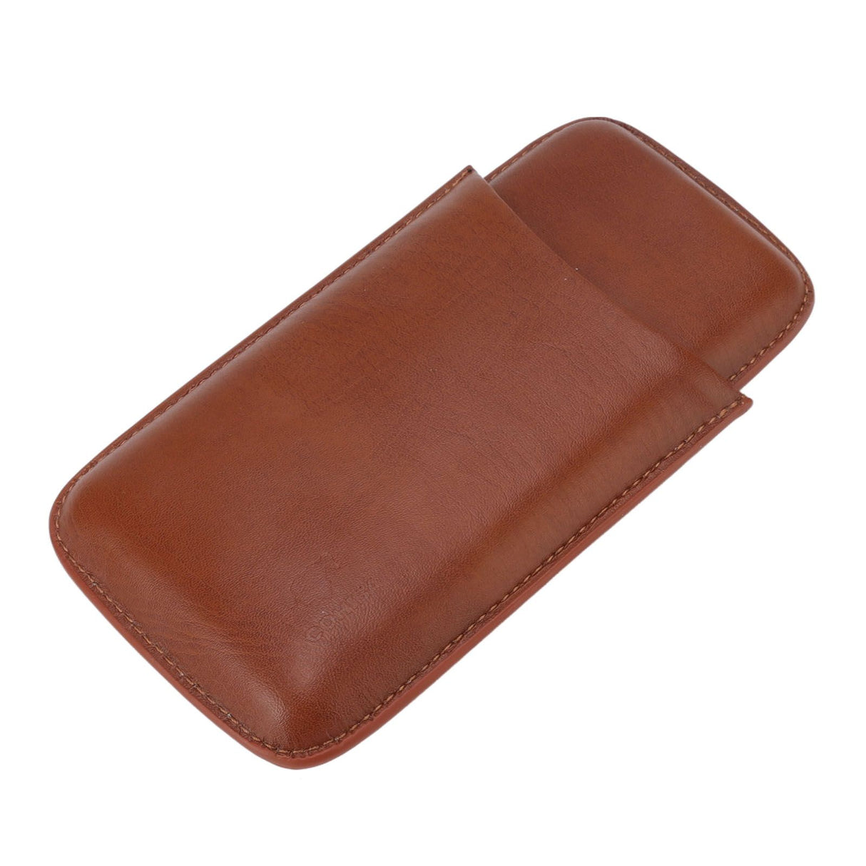 Portable Cigar Leather Case High Grade Leather Travel Portable Cigar Travel Bag Holder with Scissor Brown