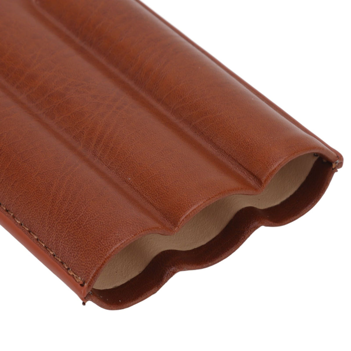Portable Cigar Leather Case High Grade Leather Travel Portable Cigar Travel Bag Holder with Scissor Brown