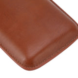 Portable Cigar Leather Case High Grade Leather Travel Portable Cigar Travel Bag Holder with Scissor Brown