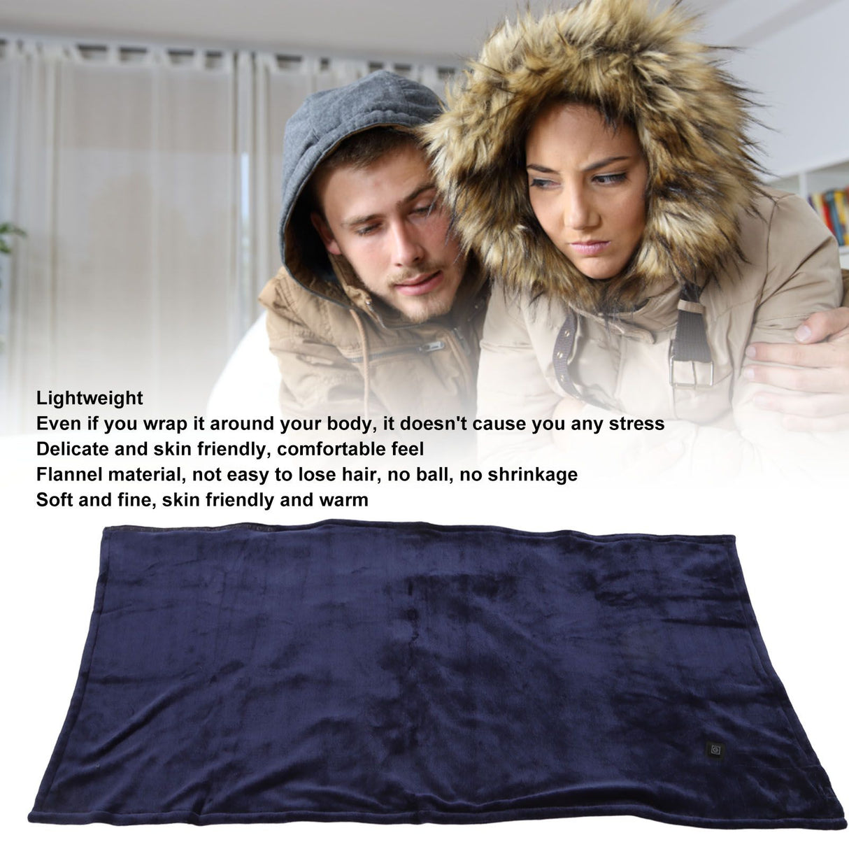 USB Heating Blanket Thermal Electric Heated Shawl Blanket Temperature Controlled Blanket Royalblue